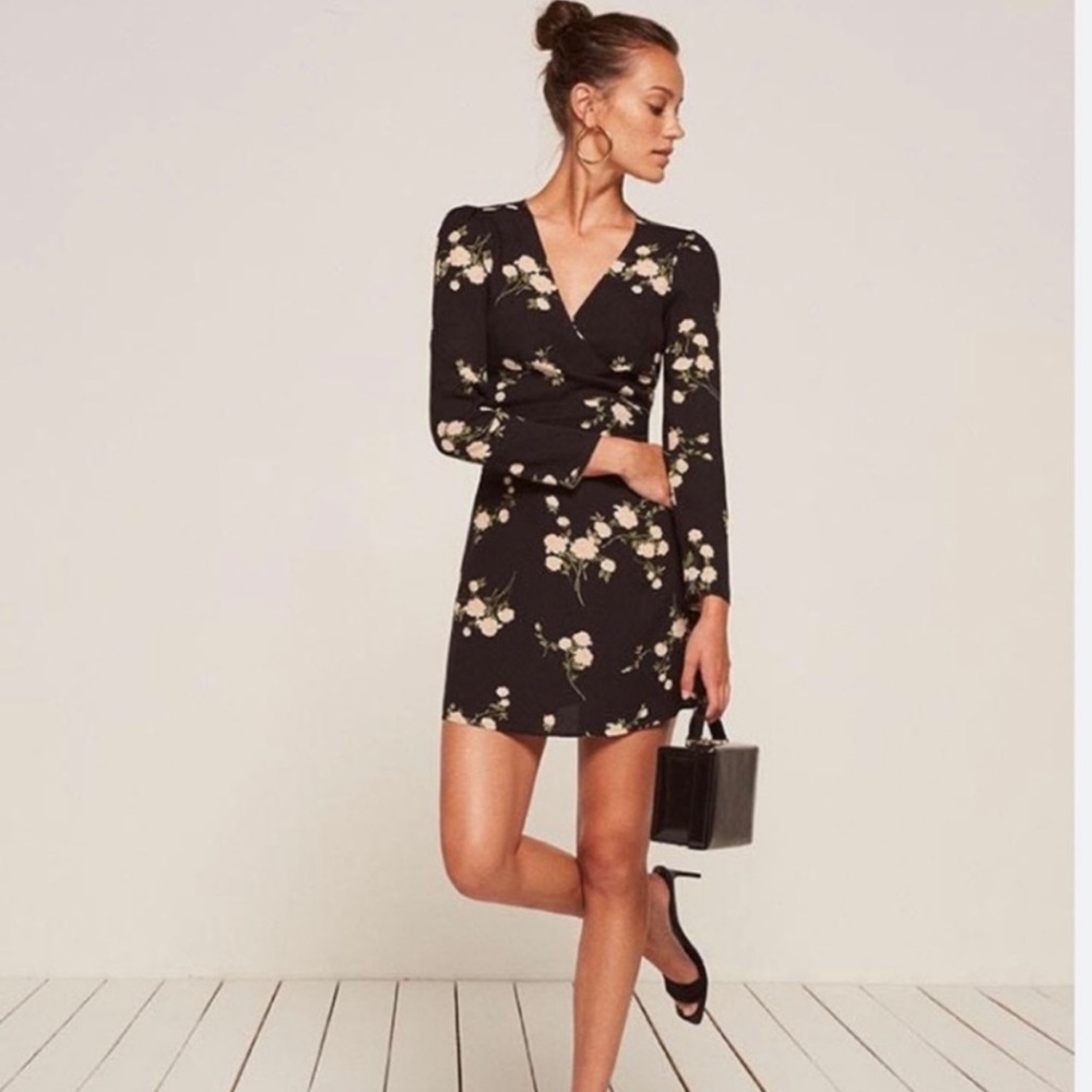 Reformation Zircon Floral Dress with waist wrap
